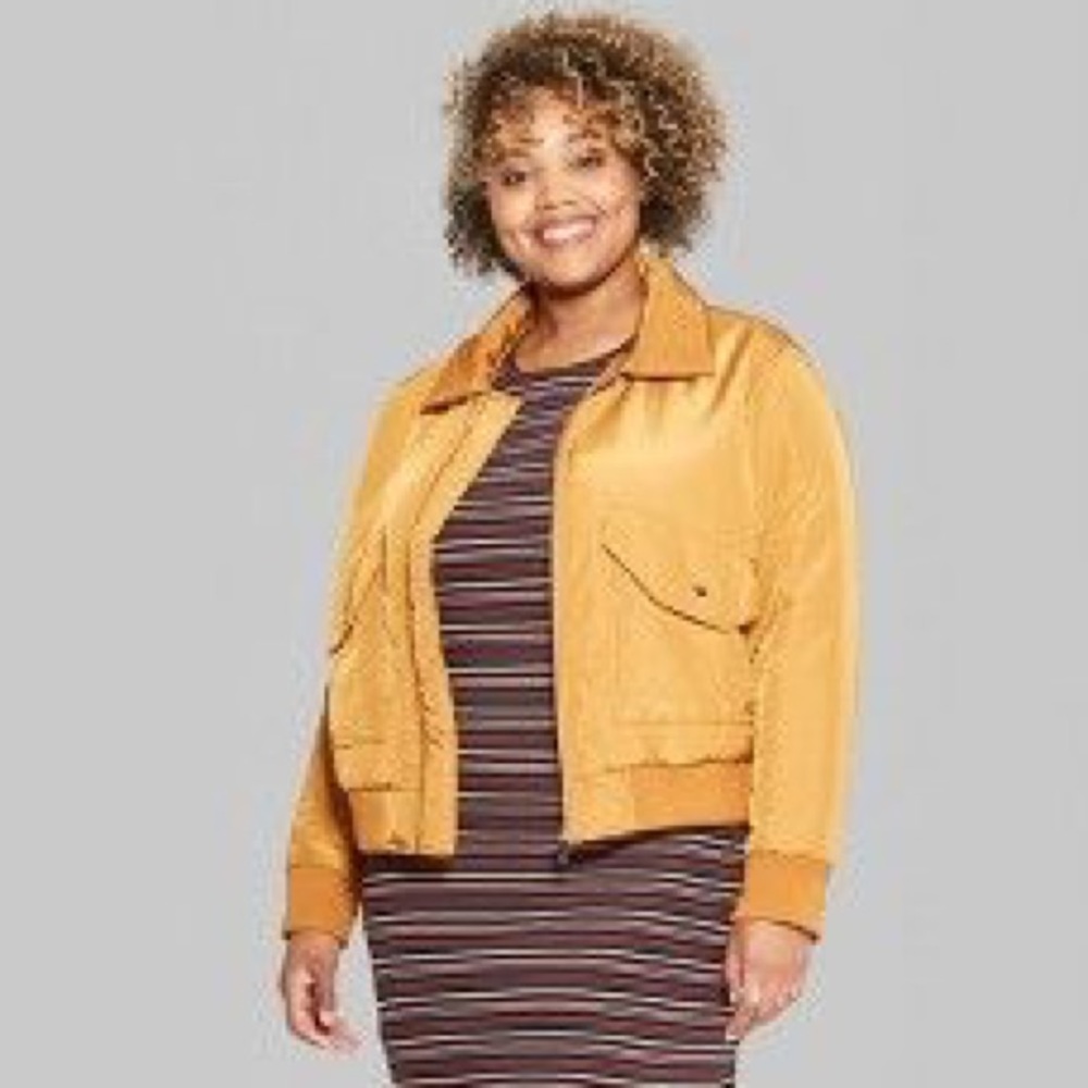 New Removable faux fur collar bomber Jacket -Camel - Picture 4 of 8